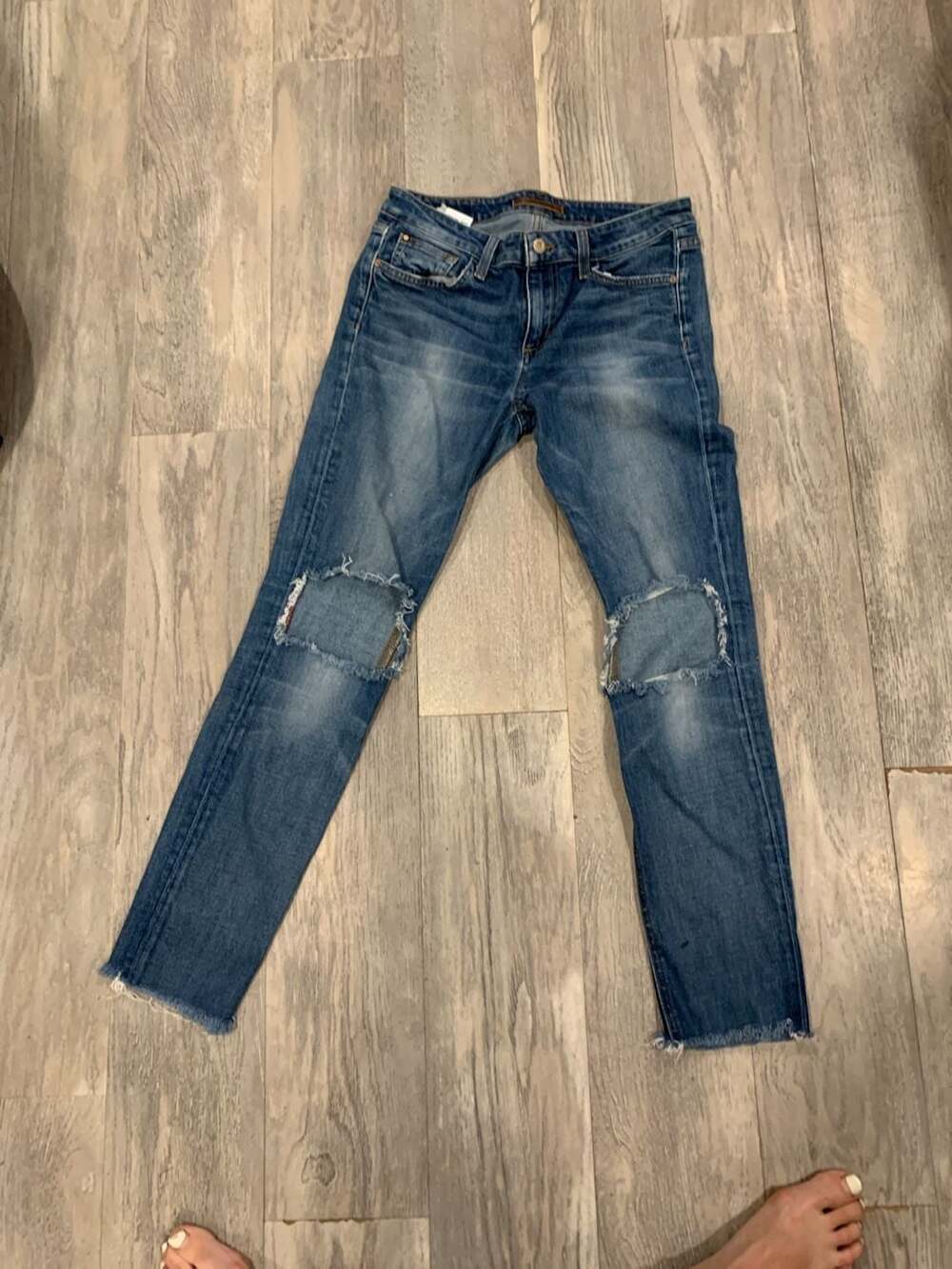 Joe's Jeans The Skinny Size 28 Blue Distressed Denim Ankle Jeans